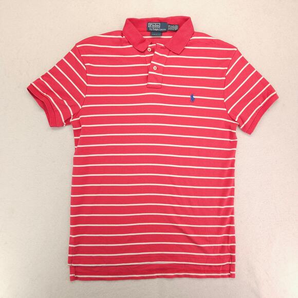Polo by Ralph Lauren Collared Short Sleeve Polo Shirt Mens Size Medium M Pink - Picture 2 of 9